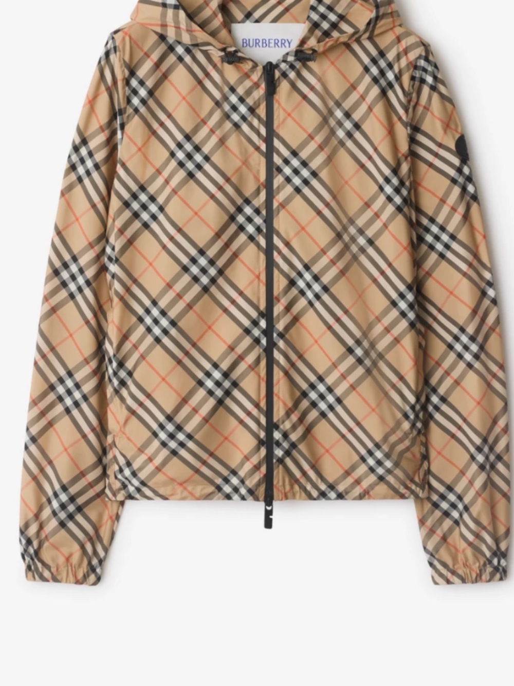 Burberry Tan Vintage Check Hooded Bomber Jacket